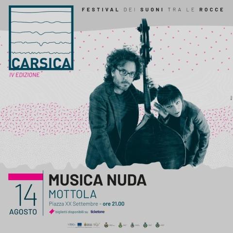 Concerto MUSICA NUDA - Piazza XX Settembre - Sabato 14 Agosto ore 21:00